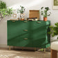 Modern Kitchen Storage Cabinet, Sideboard Buffet Cabinet w/ 3 Drawers and Adjustable Shelves for Kitchen Hallway, Green