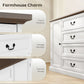 Farmhouse Sideboard with Charging Station, 58" Buffet Cabinet, Kitchen Storage Cabinet with 4 Drawers, 2 Doors, White