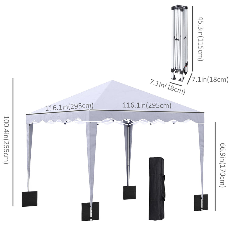 10' x 10' White Pop Up Party Tent with Sand Bags