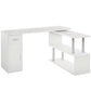 L-Shaped Rotating Computer Desk Home Office Study Workstation with Storage Shelves, Cabinet and Drawer for Home & Office, White