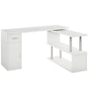 L-Shaped Rotating Computer Desk with Storage - White