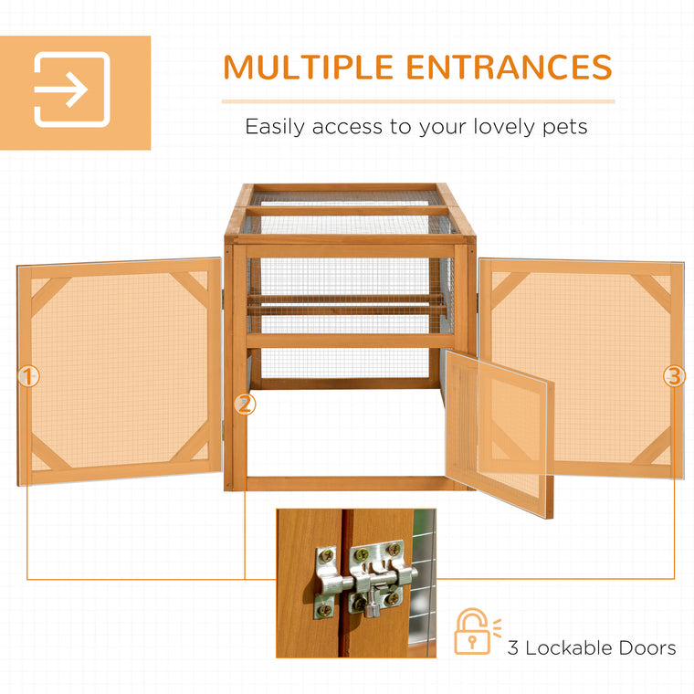 55" Orange Wooden Chicken Coop Extension with Roosting Bars