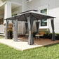 10' x 13' Double Roof Patio Gazebo, Outdoor Gazebo with Curtains, for Garden, Lawn, Backyard and Deck, Dark Grey