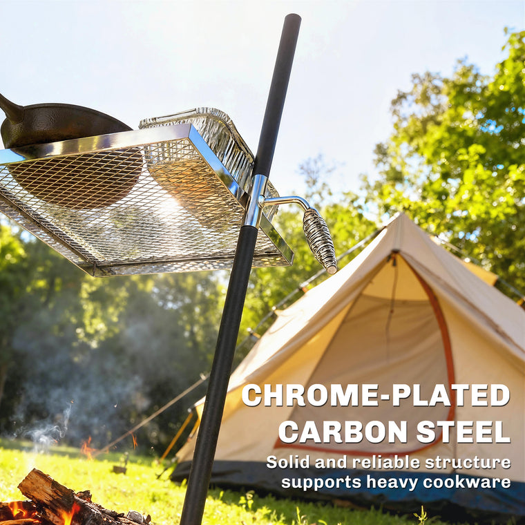 Chrome-Plated Steel Swivel Campfire Grill