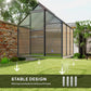 6' x 6' x 6.5' Polycarbonate Greenhouse, Walk-in Green House with Adjustable Roof Vent Galvanized Base Sliding Door Rain Gutter for Outdoor Garden Backyard, Grey