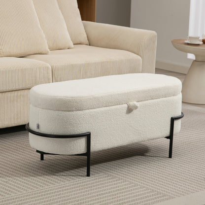 45" Sherpa Fleece Storage Ottoman - Cream White