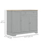 Modern Sideboard Cabinet, 41" Kitchen Buffet Cabinet with Drawer, Adjustable Shelf, 3 Doors for Dining Room, Grey