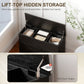 Shoe Storage Bench with Flip Drawer and Lift Top Storage, Entryway Bench with Seat Cushion for Hallway, Black