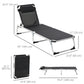 Folding Lounge Chair, Patio Lounger with Headrest, 5-Level Adjustable Backrest, and Aluminum Frame, Black