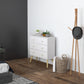 White Dresser for Bedroom with 3 Drawers, Morden Chest of Drawers with Solid Wood Legs and Handles, Storage Organizer for Living Room, White