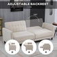 Convertible Bed with Couch, Button Tufted Fabric Sofa Bed with Adjustable Back for Living Room, Beige