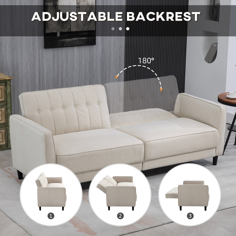 Convertible Tufted Sofa Bed with Adjustable Back