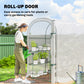Walk-in Mini Greenhouse with Shelves, Portable Outdoor Greenhouse with Roll-up Door, 123 x 187 x 189 cm, White