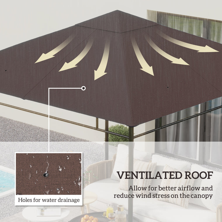 10' x 10' Coffee Square Gazebo Replacement Canopy Cover