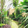7.2FT Metal Garden Arch with Gate, 2 Side Planter Baskets, Garden Arbor Archway Trellis for Roses and Climbing Plants, Black