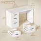 Computer Desk with 3 Drawers, 47" Home Office Desk with Adjustable Hanging Rails for Letter A4 Files, White