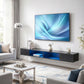TV Stand with RGB LED Lights, Entertainment Center with Open Shelves for 75 Inch TV, Black Wood Grain