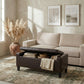 Storage Ottoman Bench, PU Leather Upholstered Bench with Tufted Design, Brown