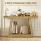 55" Farmhouse Console Table, 2-Tier Entryway Table with Storage for Hallway, Living Room, Behind Couch, Oak