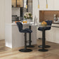 Bar Stool Set of 2 Fabric Adjustable Height Armless Upholstered Counter Chairs with Swivel Seat, Black