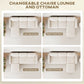 L-Shape Corduroy Sectional Sofa with Reversible Chaise - Cream White