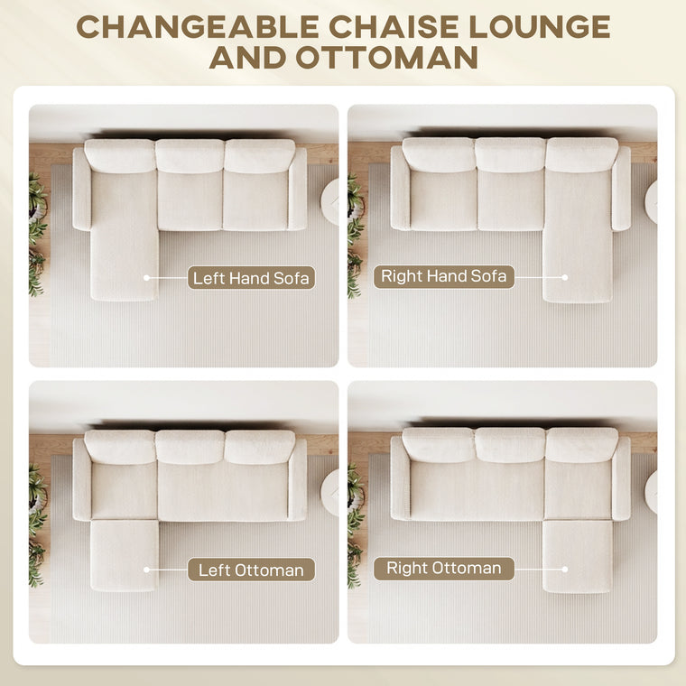 L-Shaped Sectional with Changeable Chaise or Ottoman