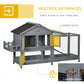 65" Wooden Rabbit Hutch, Pet Playpen with Openable Roof, Storage Box, for Rabbits and Small Animals, Dark Grey