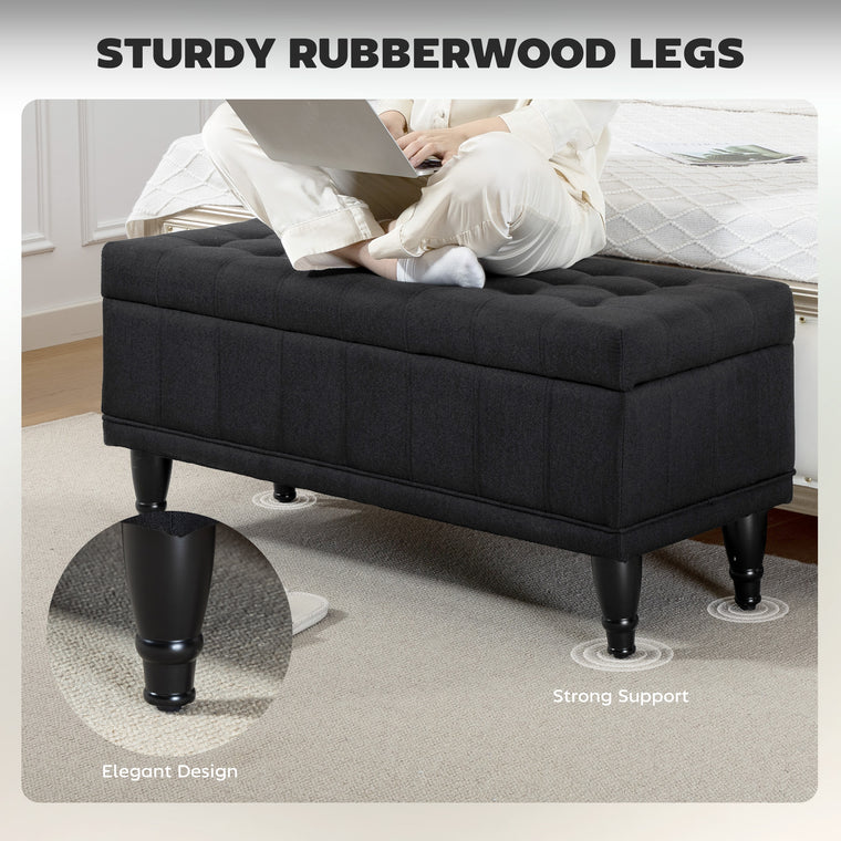 Tufted Storage Bench, Linen End of Bed