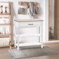 30" Console Table, Modern Narrow Entryway Table with Drawer and 2 Shelves, Sofa Table for Living Room, Hallway, White