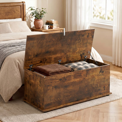 39.5" Storage Chest Bench with Flip-Top Lid - Rustic Brown