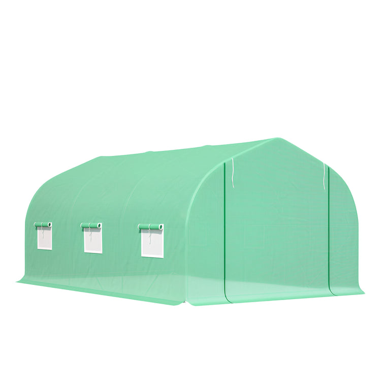 15' x 10' x 7' Green Walk-In Greenhouse with Mesh Windows