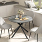 40" Round Kitchen Table for 4, Industrial Dining Table with Steel Legs for Dining Room, Distressed Grey