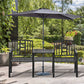 Steel Garden Bench w/ Middle Table, Umbrella Hole, Double Seat for Outdoor, Patio, Backyard Weather-Resistant Frame, Black