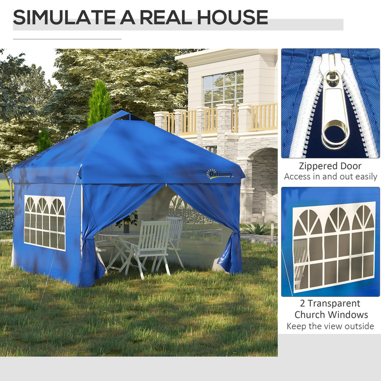 10' x 10' Blue Pop Up Sun Shelter with Wheeled Bag