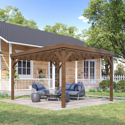 10' x 12' Brown Wood Pergola with Grape Trellis