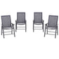 4-Piece Folding Chair Set for Relaxing on Patio Balcony Garden, Comfortable Outdoor Furniture with Armrests, Dark Grey