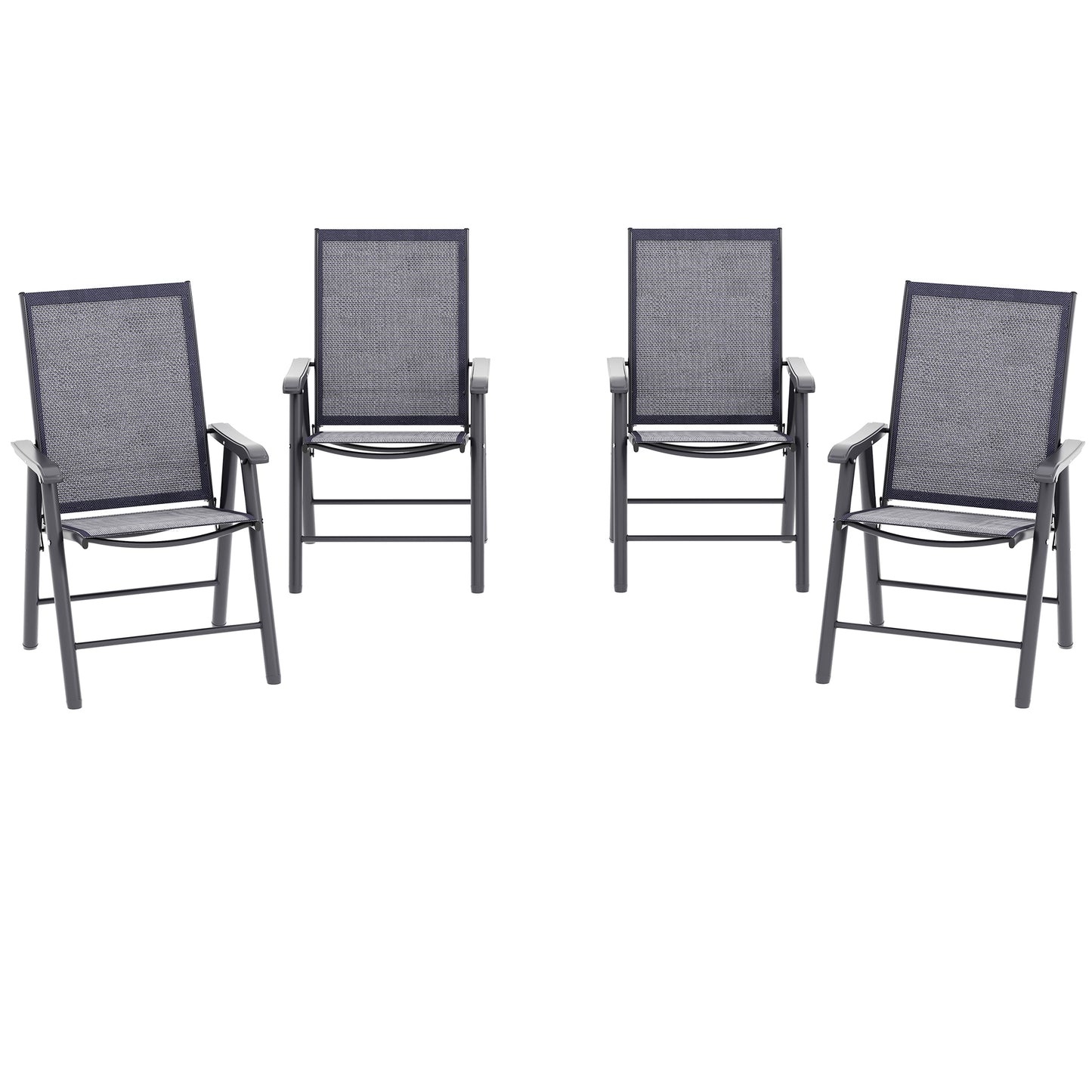 4-Piece Folding Chair Set for Relaxing on Patio Balcony Garden, Comfortable Outdoor Furniture with Armrests, Dark Grey