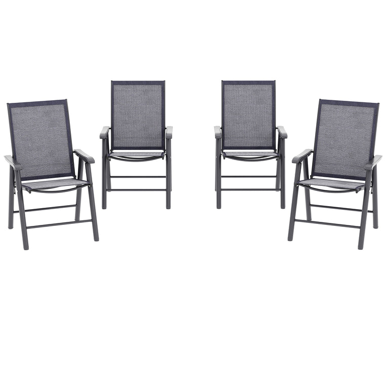 Dark Grey 4-Piece Folding Chair Set with Armrests