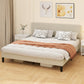 King Size Bed Frame with Adjustable Upholstered Headboard Platform Bed Frame Wood Slat Support Noise Free Light Grey