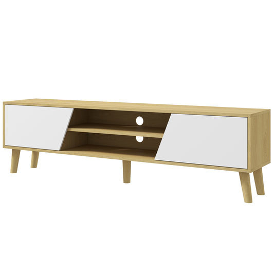 65" TV Stand with Soft-Close Door - Oak and White