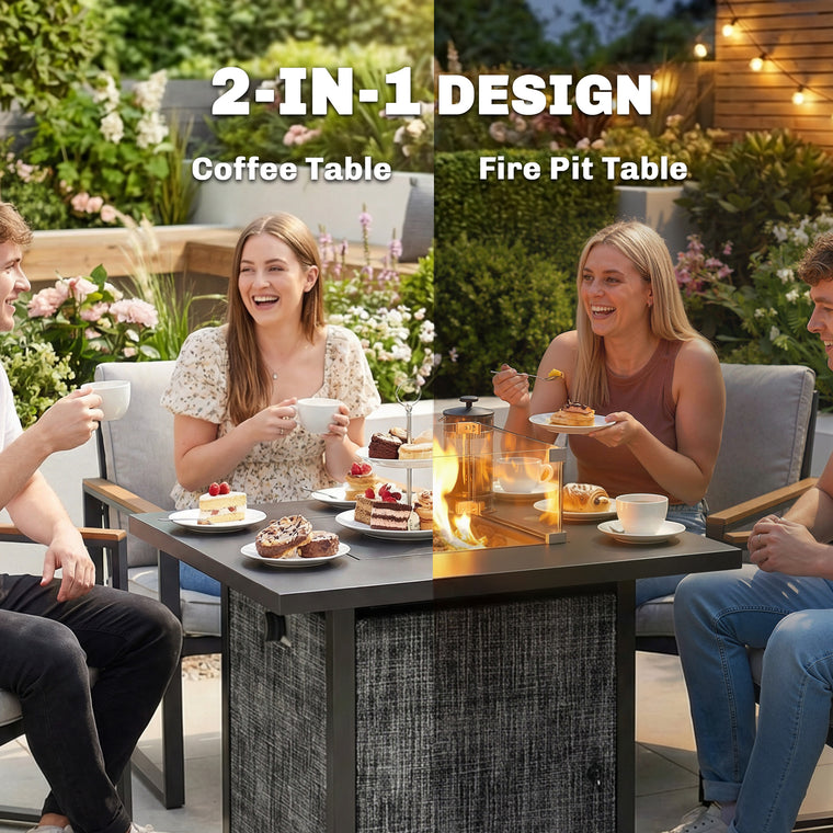 28-Inch Propane Fire Pit Table with Gas Tank Holder
