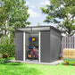 9' x 6.5' Outdoor Metal Garden Shed Utility Tool Storage Steel Backyard Storage House, Light Grey