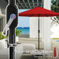 9ft Solar Patio Umbrella Outdoor Sunshade 24 LED Lights Tilt Canopy Wine Red