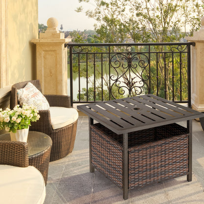 21.75" Rattan Coffee Table with Umbrella Hole