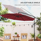 9.7ft Offset Patio Umbrella Garden Hanging Parasol Banana Cantilever Umbrella with Base, Crank, Wine Red