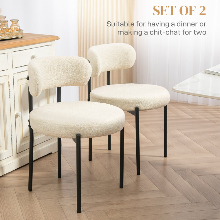 Berber Fleece Dining Chairs Set of 2 with Steel Legs