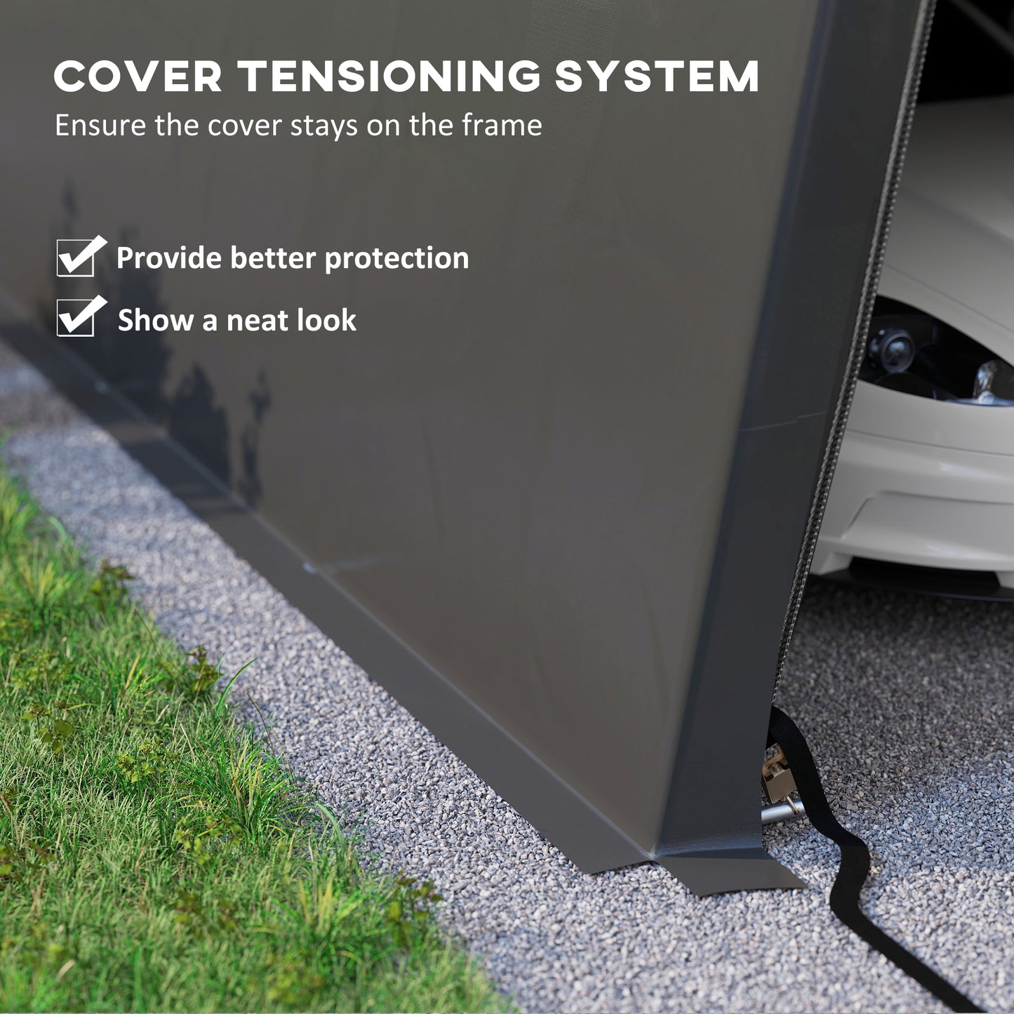 Portable Garage, Heavy Duty Carport Canopy with Ventilation Windows and Large Roll-up Door, Dark Grey