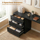 L Shaped Computer Desk Home Office Desk with 3 Drawers Black Wood Grain