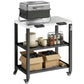 Outdoor Grill Cart with Stainless Steel Tabletop, 2 Shelves, Rolling Prep Dining Cart with Lockable Wheels