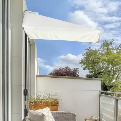7.5ft Cream Half Parasol with Crank Handle & Top Vent